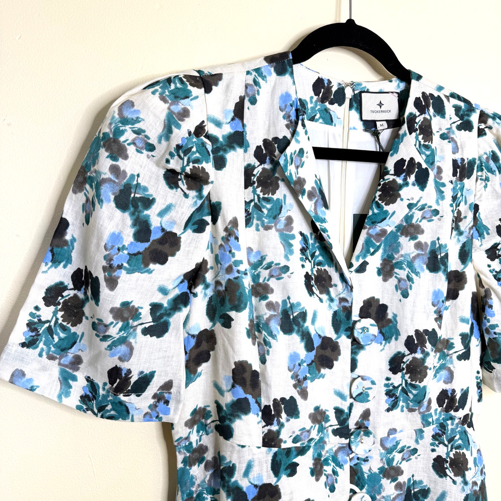 NEW Tuckernuck Budding Bluebell Hadley Linen Floral Dress Size Small $220 - Picture 3 of 7